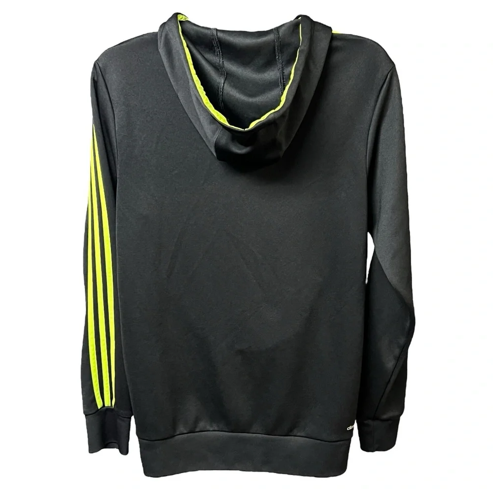 Adidas Climalite Hoodie S‎ Grey Neon Green Athletic Comfort Style Sweatshirt